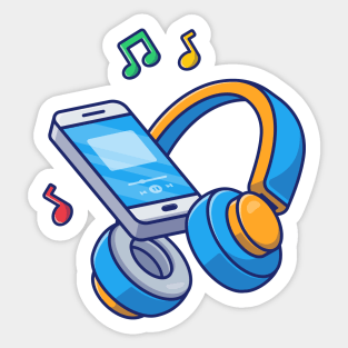 Listening music with headphone Sticker